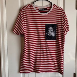 Red Size M Striped Graphic Tee